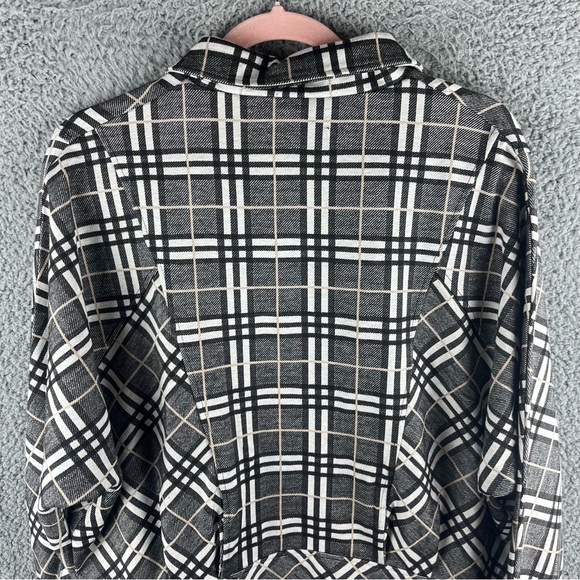 Liverpool Women’s Jacket Check Plaid Size S Button Up Black Cream Pockets Flawed - Picture 15 of 16